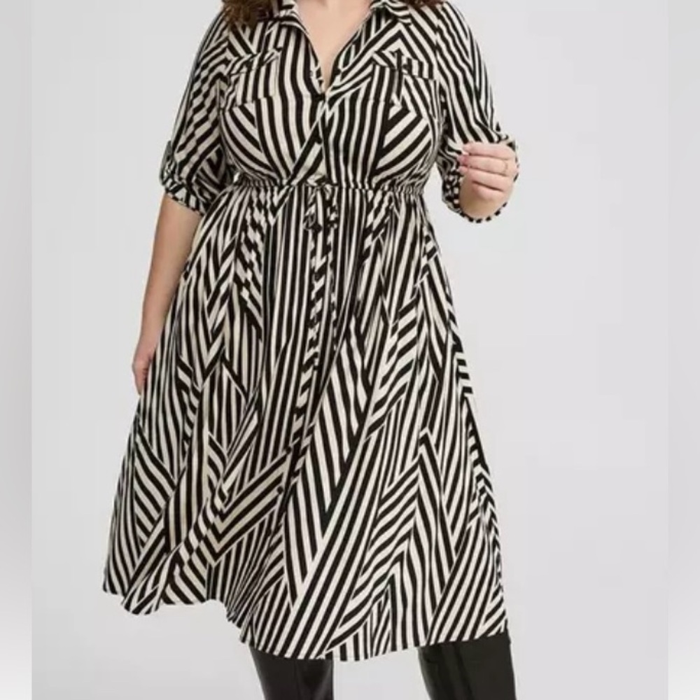 Torrid Women's Midi Challis Button-Front Shirt Dress Pockets 3/4 Sleeve  Size 5